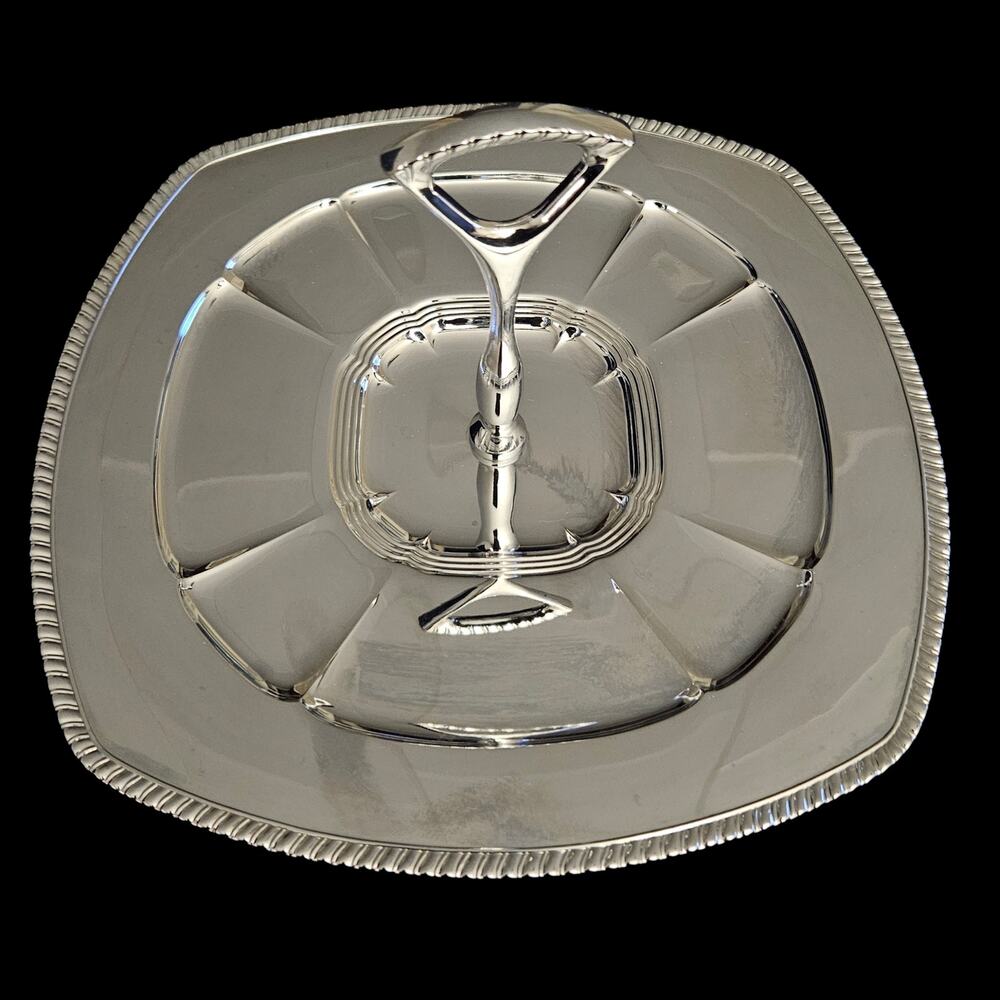 Vintage National Lead Co Silverplate Tidbit Tray Handled Serving Dish